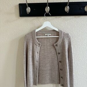 Madewell Ribbed Knit Cardigan in Cream
